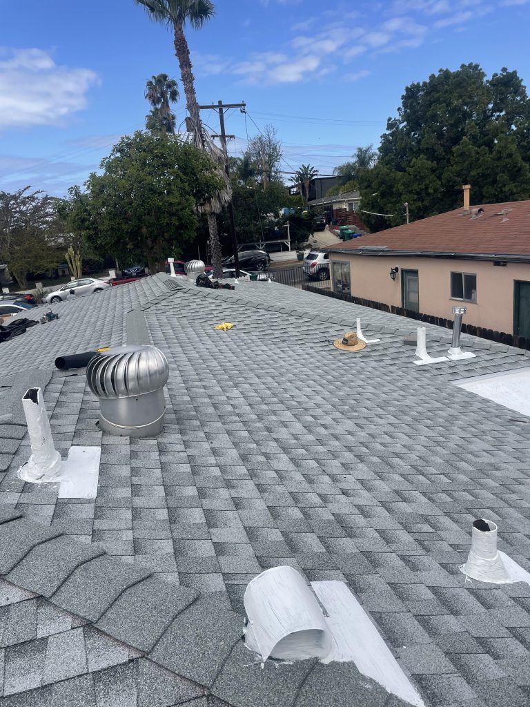 Completed architectural shingle roof replacement in San Diego County by Luna Roofing