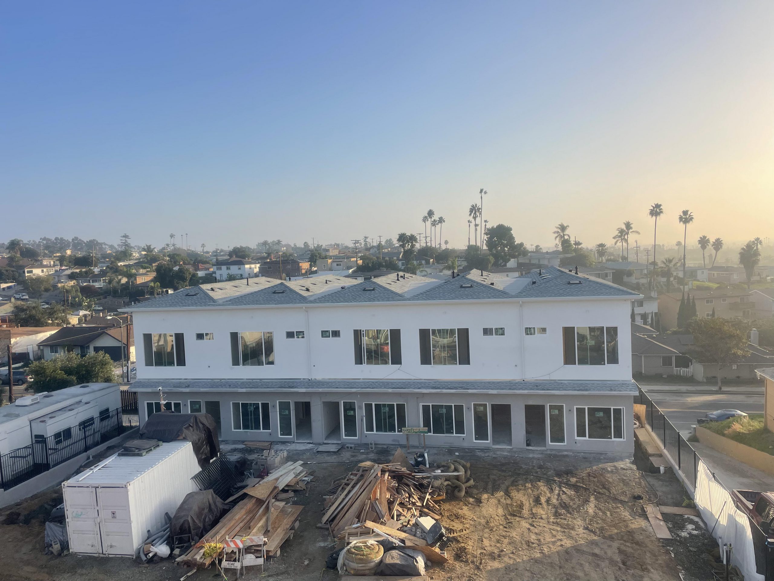 Completed apartment complex roof replacement project in San Diego County by Luna Roofing